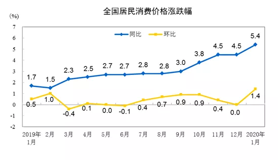 国家统计局:1月CPI同比上涨5.4%(图1)